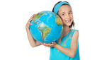 Image of a young girl holding a globe